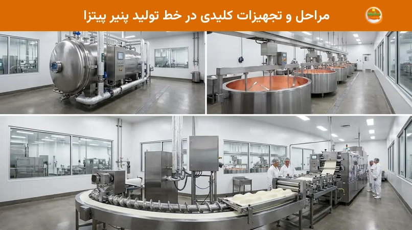 مراحل و تجهیزات کلیدی در خط تولید پنیر پیتزا مراحل و تجهیزات کلیدی در خط تولید پنیر پیتزا